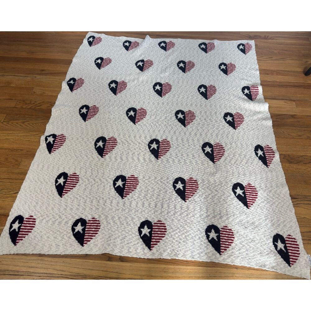 Storehouse Stars and Stripes Hearts 100% cotton Throw 52x61 Lounge Cozy - Picture 3 of 7